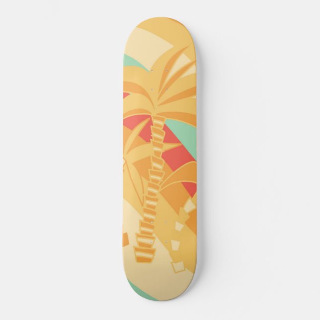 Retro Palm Summer Wave #1 #minimal #decor #art Skateboard (Front)