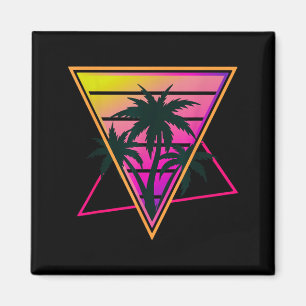 Retro Palm Tree Beach Sunset Tropical Summer Vibes Magnet