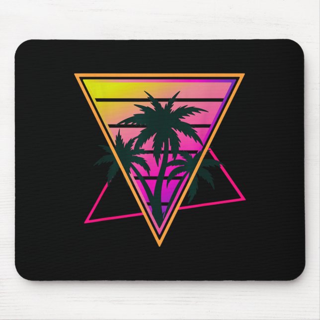 Retro Palm Tree Beach Sunset Tropical Summer Vibes Mouse Pad (Front)