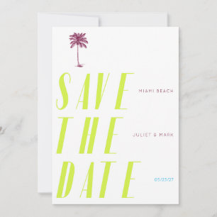Retro Palm Tree Save the Date - Citrus Invitation
