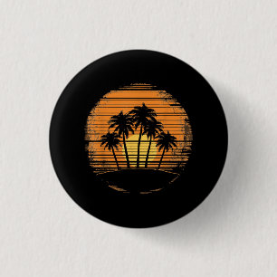 Retro Palm Tree Sunset Summer Beach Vintage Tropic 3 Cm Round Badge