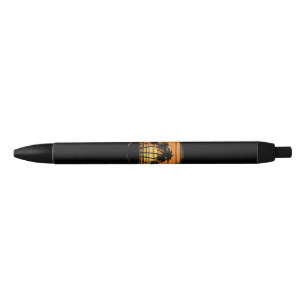 Retro Palm Tree Sunset Summer Beach Vintage Tropic Black Ink Pen
