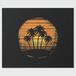 Retro Palm Tree Sunset Summer Beach Vintage Tropic Wrapping Paper