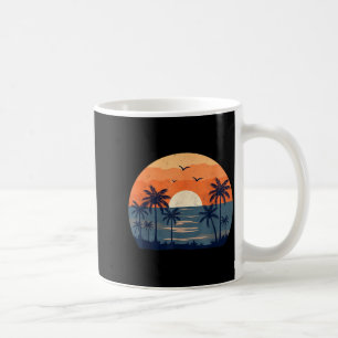 Retro Palm Tree Sunset Sunrise Tropical Beach Coffee Mug
