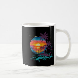 Retro Palm Tree Sunset Sunrise Tropical Beach Coffee Mug
