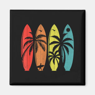 Retro Palm Tree Tropical Hawaiian Beach Surfboard Magnet