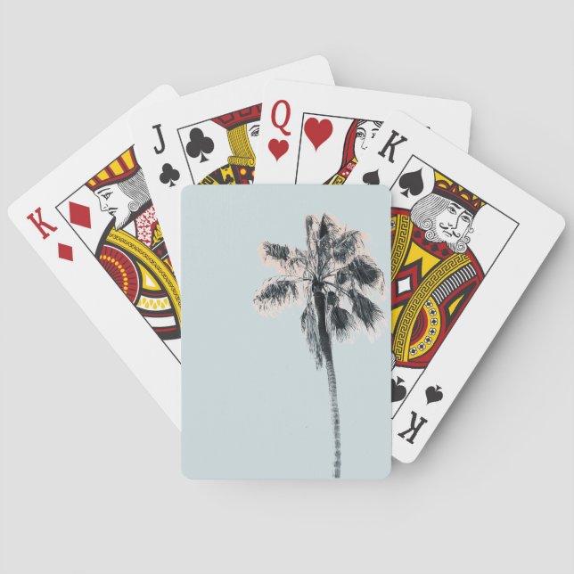 Retro Palm Tree Tropical Pink Mint  Playing Cards (Back)