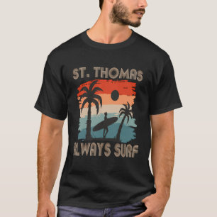 Retro Palm Tree Virgin Islands St Thomas Surfing B T-Shirt