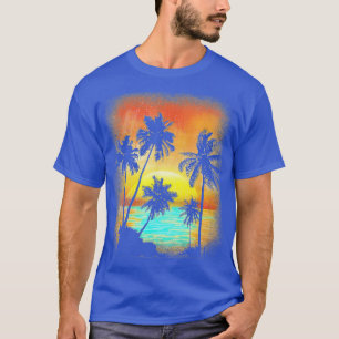 Retro Palm Trees Beach Sunset Tropical Summer 4 T-Shirt