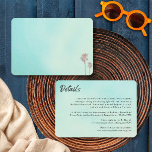 Retro Palm Trees Coastal Beach Wedding Details Enclosure Card