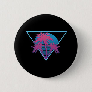 Retro Palm Trees Logo 6 Cm Round Badge