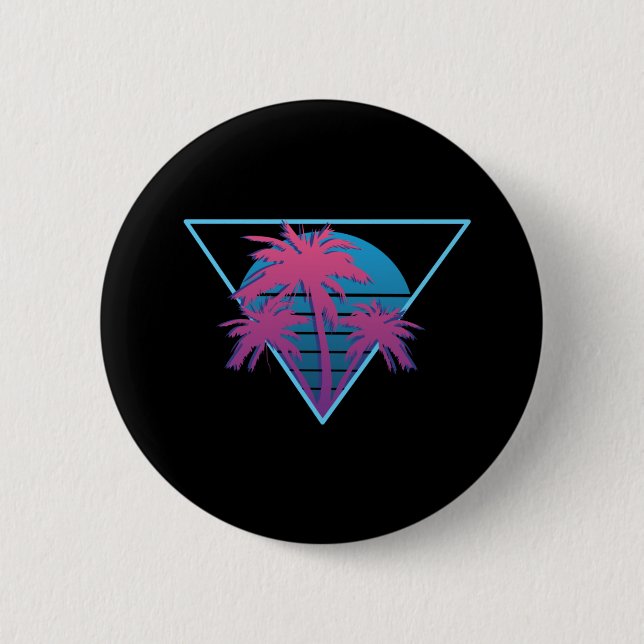 Retro Palm Trees Logo 6 Cm Round Badge (Front)
