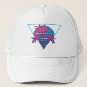 Retro Palm Trees Logo Trucker Hat