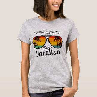 Retro Palm Trees Sunglasses Family Vacation T-Shirt