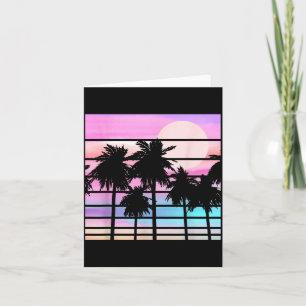 Retro Palm Trees Sunset Beach Tropical Summer Card