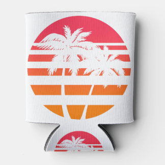 Retro Palm Trees Sunset Graphic Can Cooler