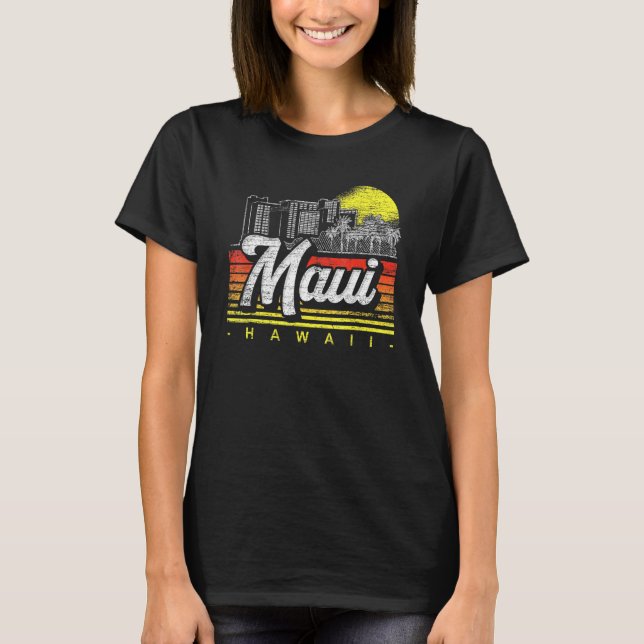 Retro Palm Trees Tropical Hawaiian Summer Sunset M T-Shirt (Front)