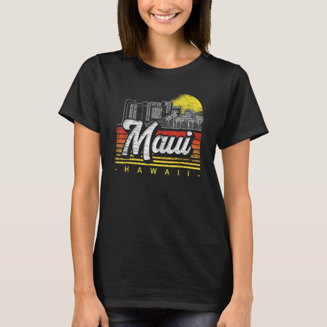 Retro Palm Trees Tropical Hawaiian Summer Sunset M T-Shirt (Front)