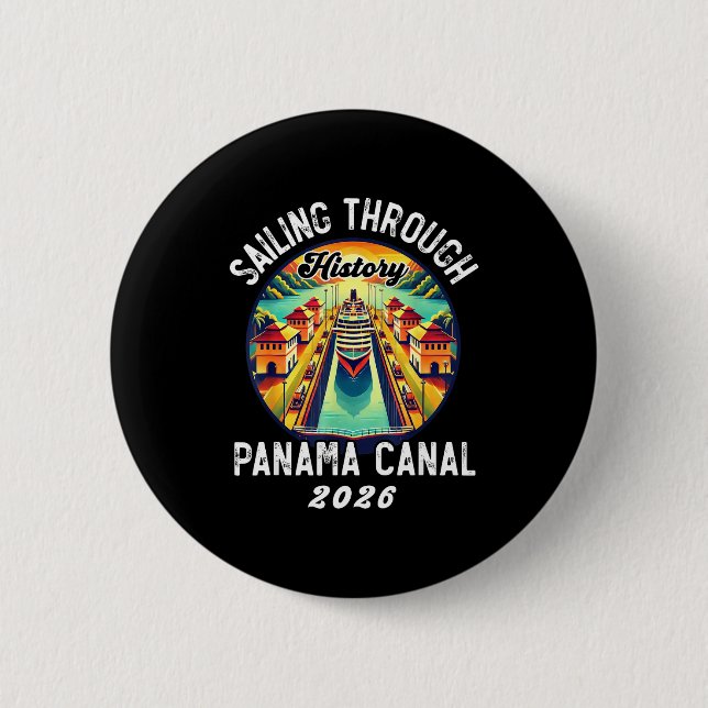 Retro Panama C Panama Waterway Sailing Cruising 20 6 Cm Round Badge (Front)