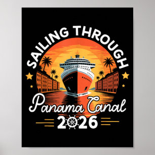 Retro panama canal 2026 panama waterway sailing poster