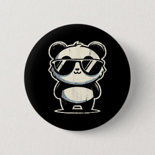 Retro Panda In Sungles Bbq Pool Party Funny Panda 6 Cm Round Badge