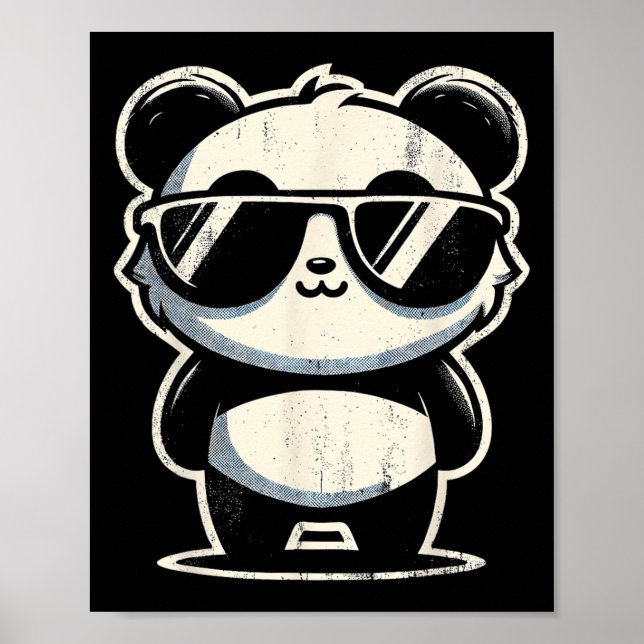 Retro Panda In Sungles Bbq Pool Party Funny Panda  Poster (Front)