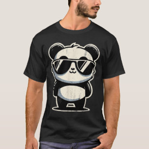 Retro Panda In Sungles Bbq Pool Party Funny Panda T-Shirt