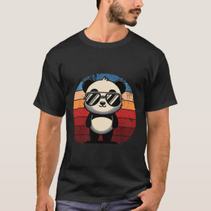 Retro Panda In Sungles Bbq Pool Party Funny Panda T-Shirt