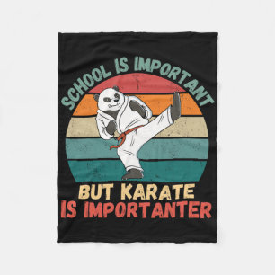 Retro Panda School Is Important Karate Is Importan Fleece Blanket