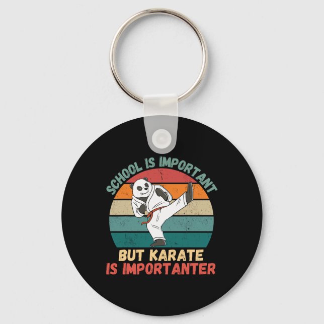 Retro Panda School Is Important Karate Is Importan Key Ring (Front)