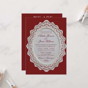 Retro Paper Lace Old Money Doily Photo Wedding  Invitation