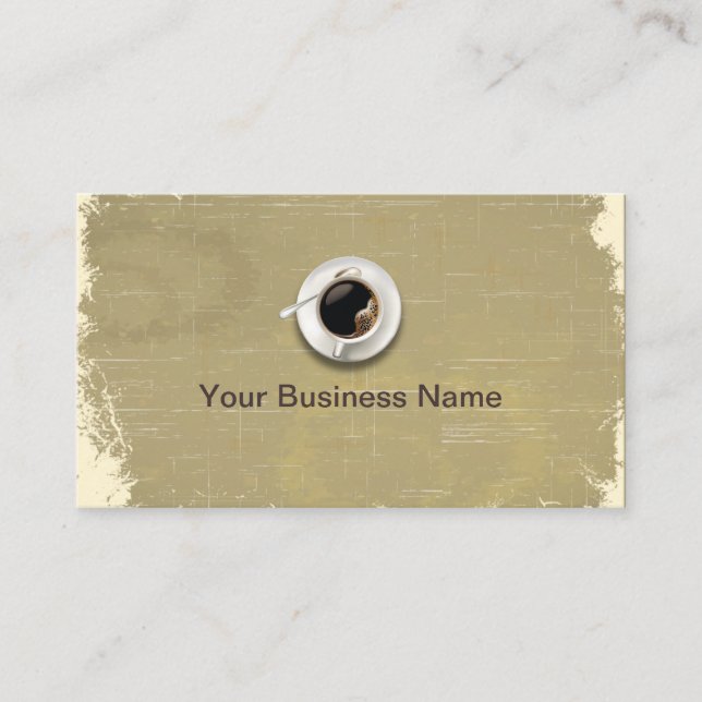 Retro Paper Texture Vintage Coffee Shop Business Card (Front)