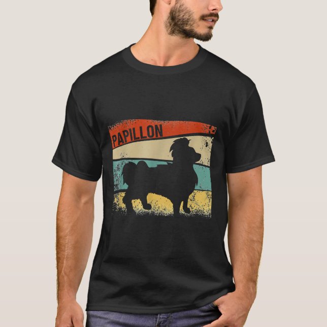 Retro Papillon Dog T-Shirt (Front)
