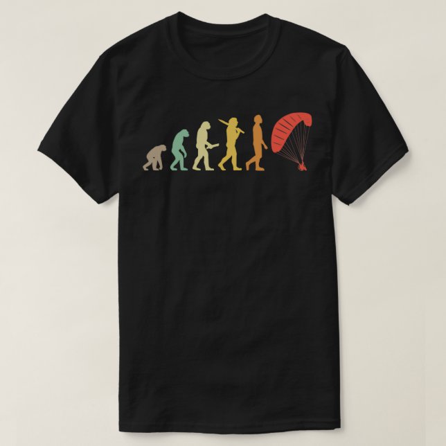 Retro Paragliding Evolution Gift For Paragliders T-Shirt (Design Front)