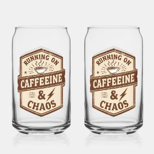 Retro Parent and Coffee Lover Humor Can Glass