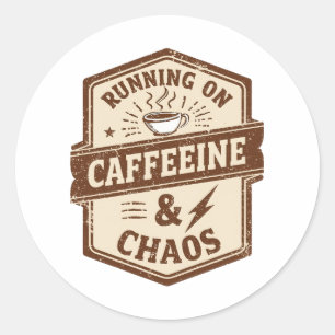 Retro Parent and Coffee Lover Humour Classic Round Sticker