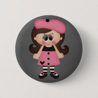 Retro Paris Artist Girl 6 Cm Round Badge