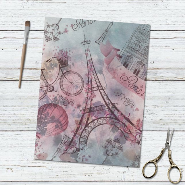 Retro Paris France Floral Pattern decoupage Tissue Paper (Creator Uploaded)