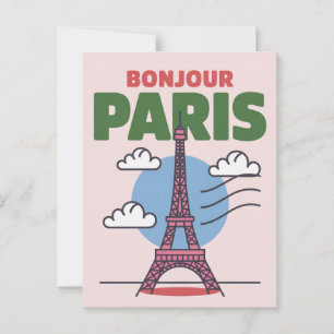 Retro Paris Iconic Eiffel Tower French City Postcard