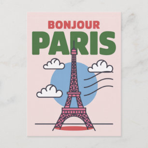 Retro Paris Iconic Eiffel Tower French City Postcard