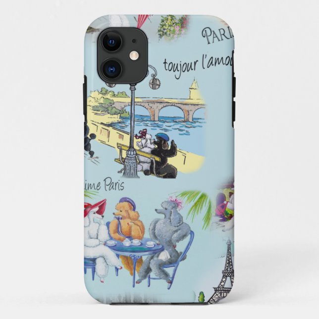 Retro Paris Poodle Collage Case-Mate iPhone Case (Back)