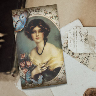 retro parisian fashion floral victorian business card