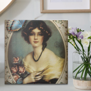 retro parisian fashion floral  victorian ceramic tile