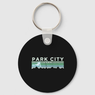 Retro Park City, Utah Distressed Skiing _1 Key Ring
