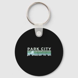 Retro Park City, Utah Distressed Skiing Key Ring