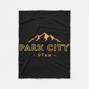 Retro Park City Utah Mens Womens Souvenir Mountain Fleece Blanket