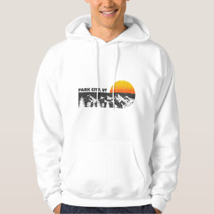 Retro Park City Utah Mountain Sunset Winter Hoodie