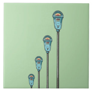 Retro parking meter ceramic tile