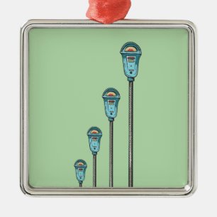 Retro parking meter metal ornament