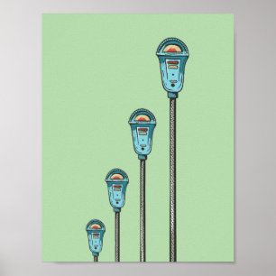 Retro parking meter poster